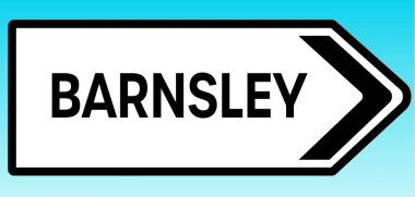 Barnsley 'i işaret eden bir İngiliz yol tabelasının grafiksel çizimi