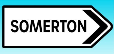 Somerton 'u işaret eden bir İngiliz yol tabelasının grafiksel çizimi
