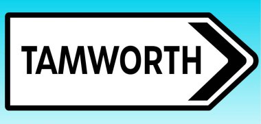 Tamworth 'u gösteren İngiliz yol tabelasının grafiksel bir yanılsaması.