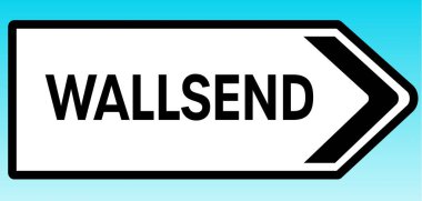 Wallsend 'i gösteren İngiliz yol tabelasının grafiksel bir yanılsaması.