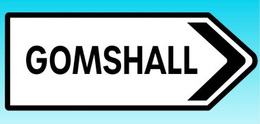 Gomshall 'ı gösteren İngiliz yol tabelasının grafiksel bir yanılsaması