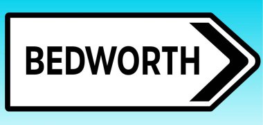 Bedworth 'u gösteren bir İngiliz yol tabelası çizimi.
