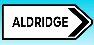 Aldridge 'i işaret eden bir İngiliz yol tabelasının grafiksel çizimi