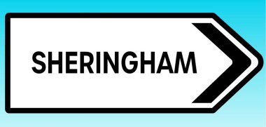 Sheringham 'ı gösteren İngiliz yol tabelasının grafiksel bir çizimi.