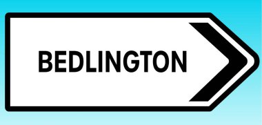 Bedlington 'ı gösteren bir İngiliz yol tabelasının grafiksel çizimi