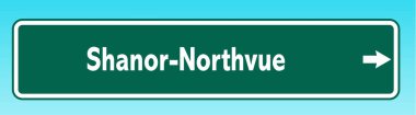 Shanor-Northvue 'yi gösteren bir Amerikan yol tabelası.