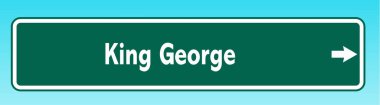 Kral George 'u gösteren bir Amerikan yol tabelası.
