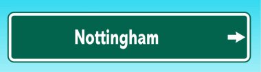 Nottingham 'ı işaret eden bir Amerikan yol tabelasının grafiksel çizimi