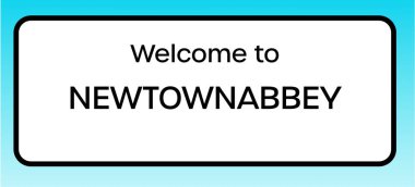 Newtown Manastırı 'na hoş geldiniz diyen İngiliz yol tabelasının grafiksel bir yanılsaması.