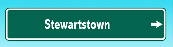 一个指向Stewartstown的美国路标的图解错误 — 图库照片