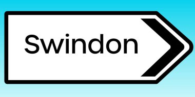 Swindon 'ı gösteren bir İngiliz yol tabelasının grafiksel çizimi.