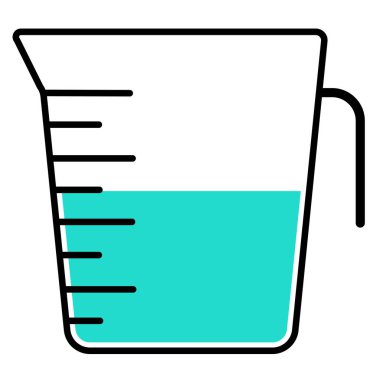 Simge ya da logo olarak kullanmak için yarısı dolu bir sürahinin grafik çizimi