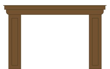 Simge, logo ya da web dekorasyonu olarak kullanılacak bir tahta manto parçasının grafiksel bir çizimi