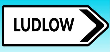 Ludlow 'u işaret eden bir İngiliz yol tabelasının grafiksel çizimi