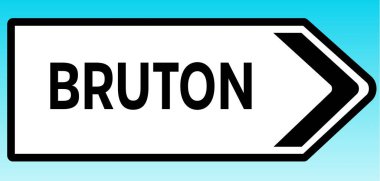 Bruton 'u işaret eden bir İngiliz yol tabelasının grafiksel çizimi