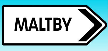 Maltby 'yi gösteren İngiliz yol tabelasının grafiksel bir çizimi