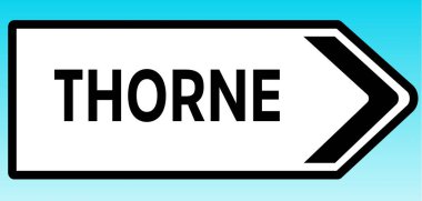 Thorne 'u işaret eden bir İngiliz yol tabelasının grafiksel çizimi