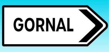 Gornal 'ı gösteren bir İngiliz yol tabelasının grafiksel çizimi.