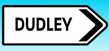 Dudley 'i işaret eden bir İngiliz yol tabelasının grafiksel çizimi