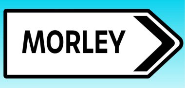 Morley 'i işaret eden bir İngiliz yol tabelasının grafiksel çizimi.