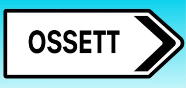 Ossett 'i işaret eden bir İngiliz yol tabelasının grafiksel çizimi