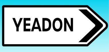 Yeadon 'u gösteren bir İngiliz yol tabelasının çizimi.