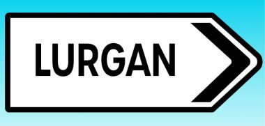 Lurgan 'ı gösteren İngiliz yol tabelasının grafiksel bir çizimi.