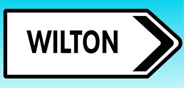 Wilton 'ı işaret eden bir İngiliz yol tabelasının grafiksel çizimi