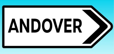 Andover 'ı gösteren bir İngiliz yol tabelasının grafiksel çizimi