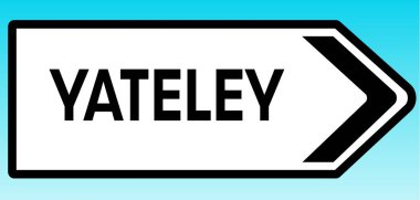 Yateley 'i gösteren İngiliz yol tabelasının grafiksel bir çizimi