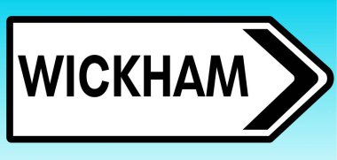 Wickham 'ı gösteren İngiliz yol tabelasının grafiksel bir yanılsaması.