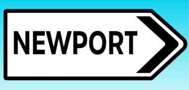 Newport 'u gösteren İngiliz yol tabelasının grafiksel bir çizimi