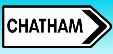 Chatham 'ı işaret eden bir İngiliz yol tabelasının grafiksel çizimi.