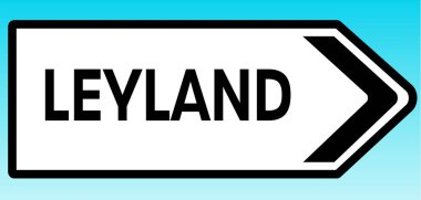 Leyland 'ı gösteren İngiliz yol tabelasının grafiksel bir çizimi