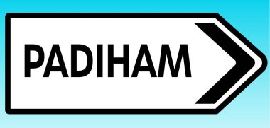 Padiham 'ı gösteren İngiliz yol tabelasının grafiksel bir çizimi.