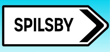 Spilsby 'i işaret eden bir İngiliz yol tabelasının grafiksel çizimi