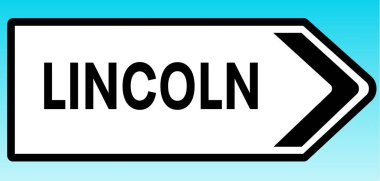 Lincoln 'ü gösteren bir İngiliz yol tabelasının grafiksel çizimi.