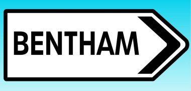 Bentham 'ı gösteren bir İngiliz yol tabelasının grafiksel çizimi.