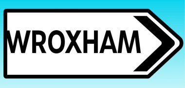 Wroxham 'ı gösteren İngiliz yol tabelasının grafiksel bir yanılsaması.