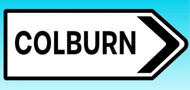 Colburn 'ü işaret eden bir İngiliz yol tabelasının grafiksel çizimi