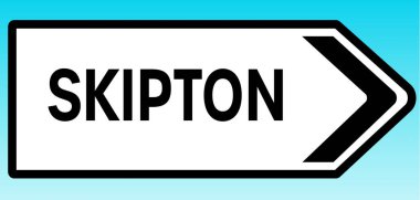 Skipton 'ı gösteren bir İngiliz yol tabelasının grafiksel çizimi