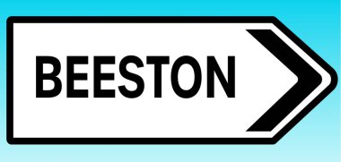 Beeston 'ı gösteren İngiliz yol tabelasının grafiksel bir çizimi.