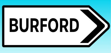 Burford 'u gösteren bir İngiliz yol tabelasının grafiksel çizimi