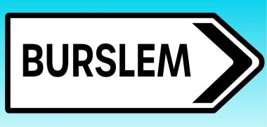 Burslem 'i gösteren İngiliz yol tabelasının grafiksel bir yanılsaması.