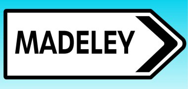 Madeley 'i işaret eden bir İngiliz yol tabelasının grafiksel çizimi