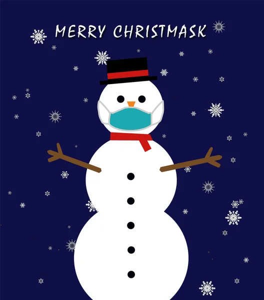 Graphic Representation Snowman Snow Wearing Face Mask Light Coronavirus Slogan — Stock Photo, Image