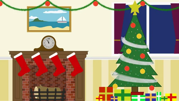 Γραφική Απεικόνιση Χριστουγεννιάτικης Σκηνής Για Χρήση Εικονίδιο Λογότυπο Διακόσμηση Ιστοσελίδων — Φωτογραφία Αρχείου
