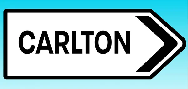 一个指向卡尔顿的英国路标的图解错误 — 图库照片