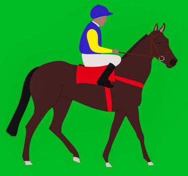 Logo olarak ya da web sitesinde kullanılacak bir at ve jokeyin grafik çizimi