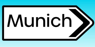 Münih 'i gösteren bir İngiliz yol tabelasının grafiksel çizimi